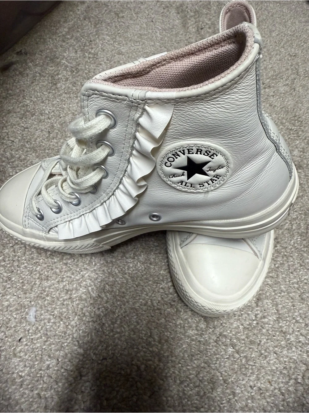 Converse Lift White High-Top Sneakers with Ruffles